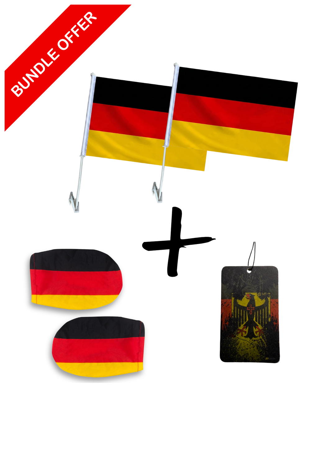 Deutschland Autoflaggen Set - Fensterflaggen, Spiegelflaggen & Duftanhänger